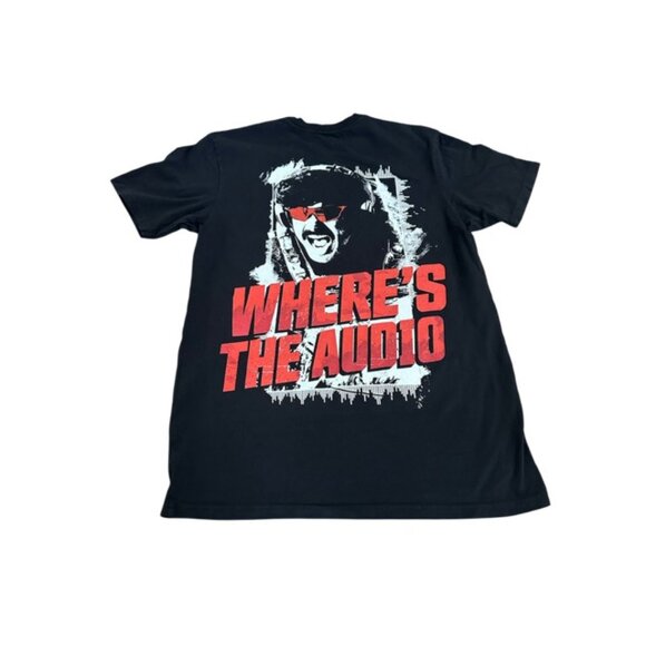 Dr Disrespect T-Shirt 93 94 Medium Wheres the Audio 2 Double Sided Tee Black HTF - Picture 1 of 11